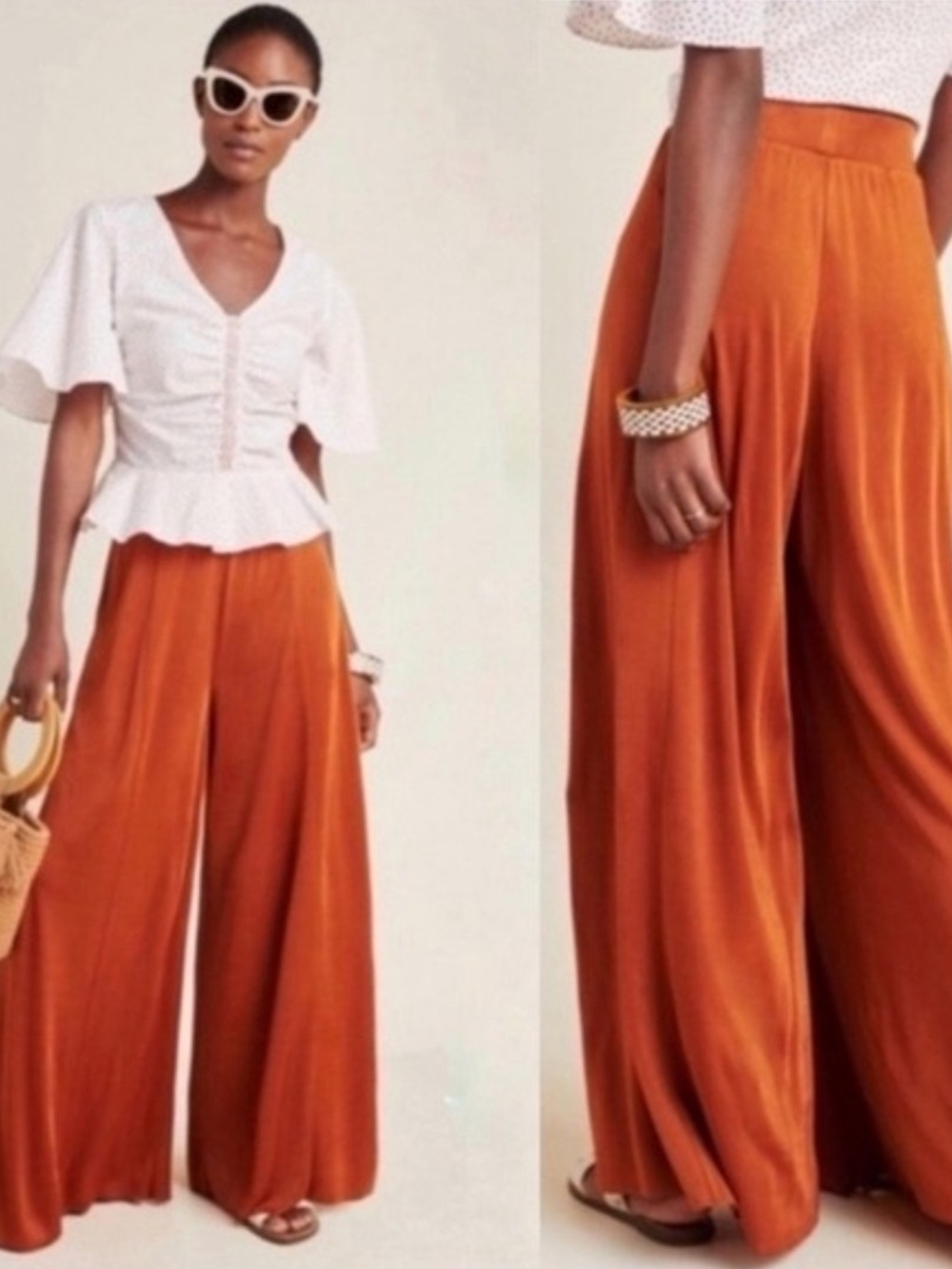 Maeve Anthropologie Shiloh Wide-leg Palazzo Pants Raw Cut Hems